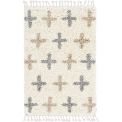 Tapis ivoire à motif géométrique Mitzy