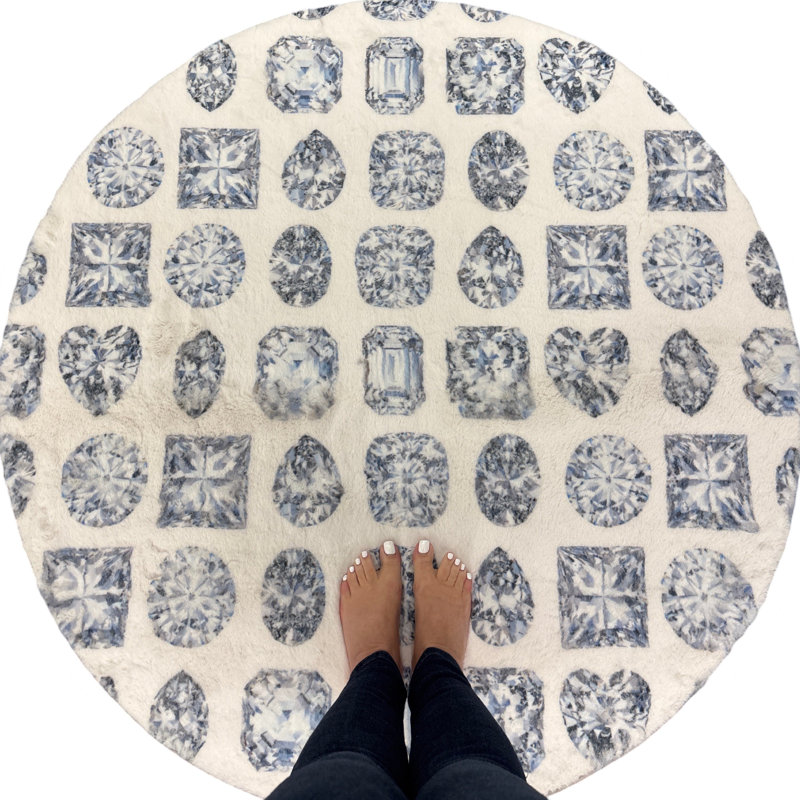 Geometric Area Rug, Round 8', Dove