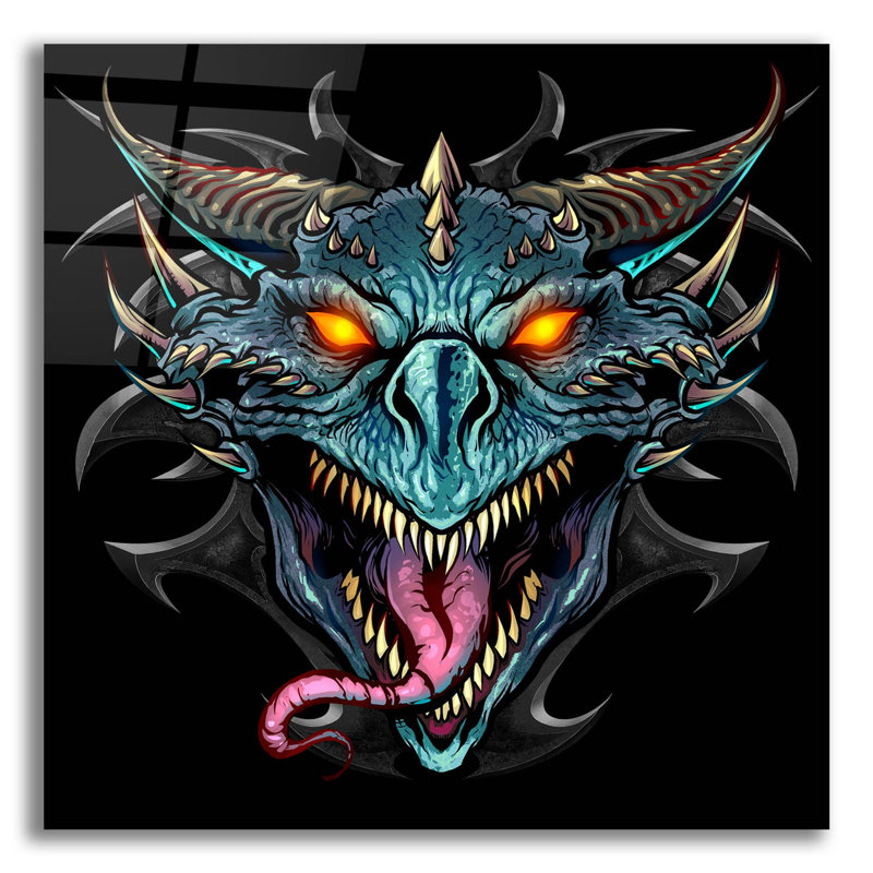 Tête de dragon sur plastique / acrylique par Flyland Designs Print, H 12 po x l 12 po x P 0,13 po