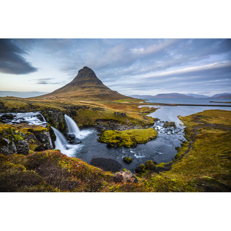 Iceland Landscape Kirkjufell by Schroptschop - No Frame Print on Canvas, 30cm H x 46cm W