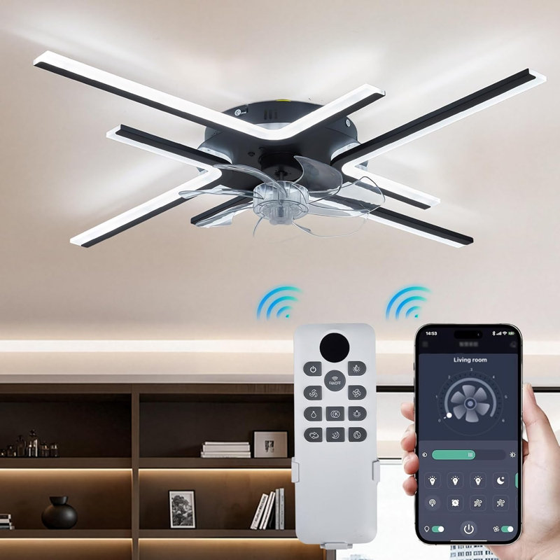 Ventilateur de plafond moderne de style branche avec pales de 7 lumières, idéal pour l'éclairage domestique et la ventilation