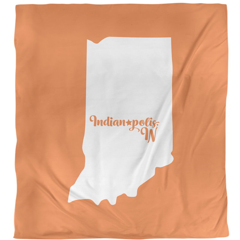 Housse de couette simple polis Indiana, Housse de couette pour grand lit, Orange, Microfibre
