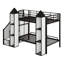 Lit superposé en métal en forme de château avec garde-robe, rangement multiple, escalier et garde-corps double-1183257111