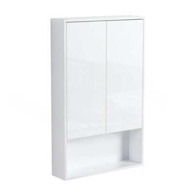 Bathroom Wall Cabinet, Soft Close Doors, Float Mounting Design,Glossy White,(KD-Packing)