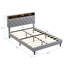 Grand lit plateforme tapissier, tête de lit capitonnée en lin, ports USB, poches latérales, sans sommier - gris clair-2021238108-2021238111