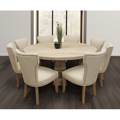 Aryhanna 8 - Person Solid Wood Solid Wood Top Pedestal Dining Set
