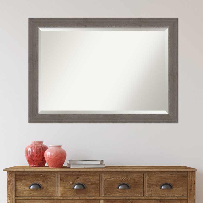 Ariele Flat Wall Mirror, 28.62" x 40.62", Distressed Gray