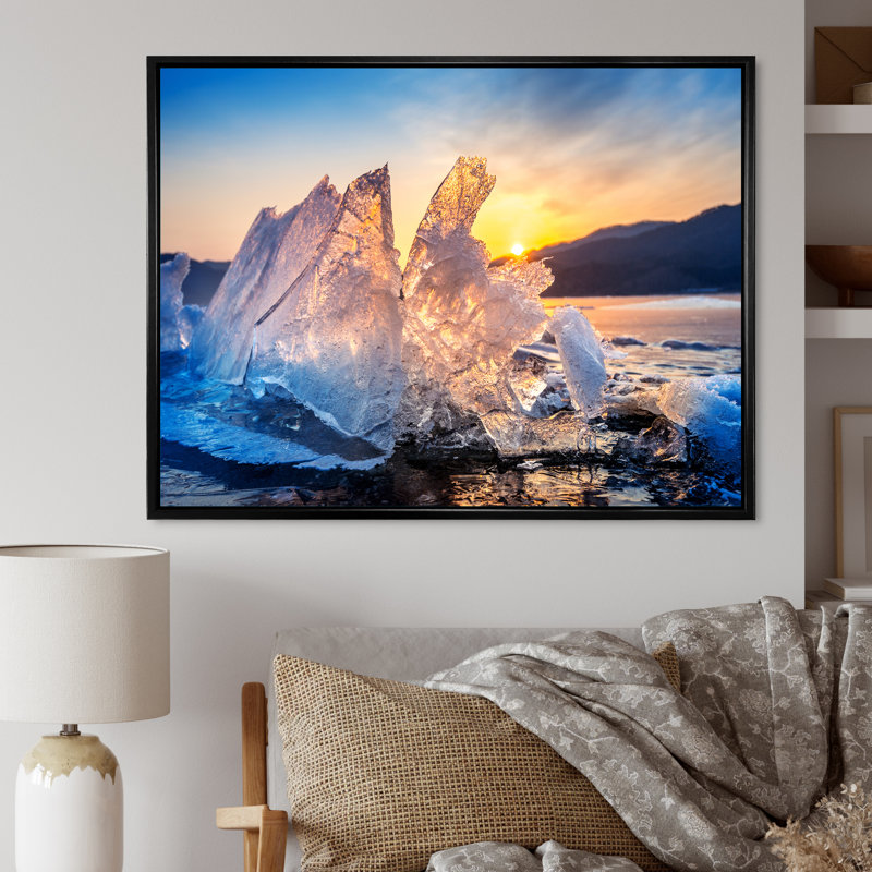 " Icy Alaskan Wilderness I ", Black Floater Framed, 16" H x 32" W x 1" D