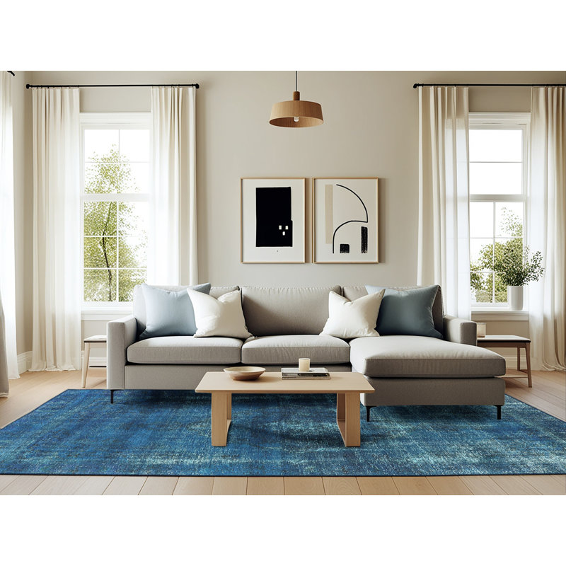 Tapis oriental bleu Roundup, Rectangle 6 pi x 9 pi