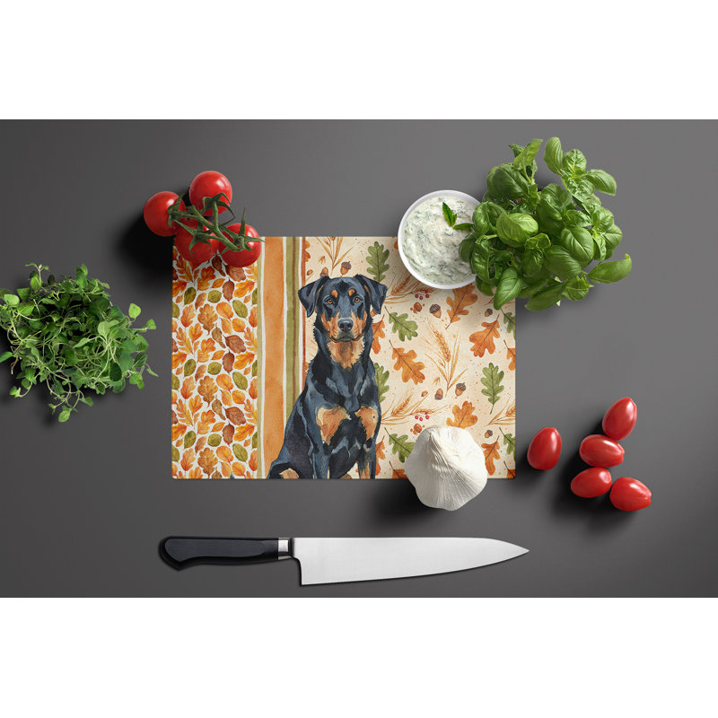 Beauceron Heirloom Fall Glass Cutting Board