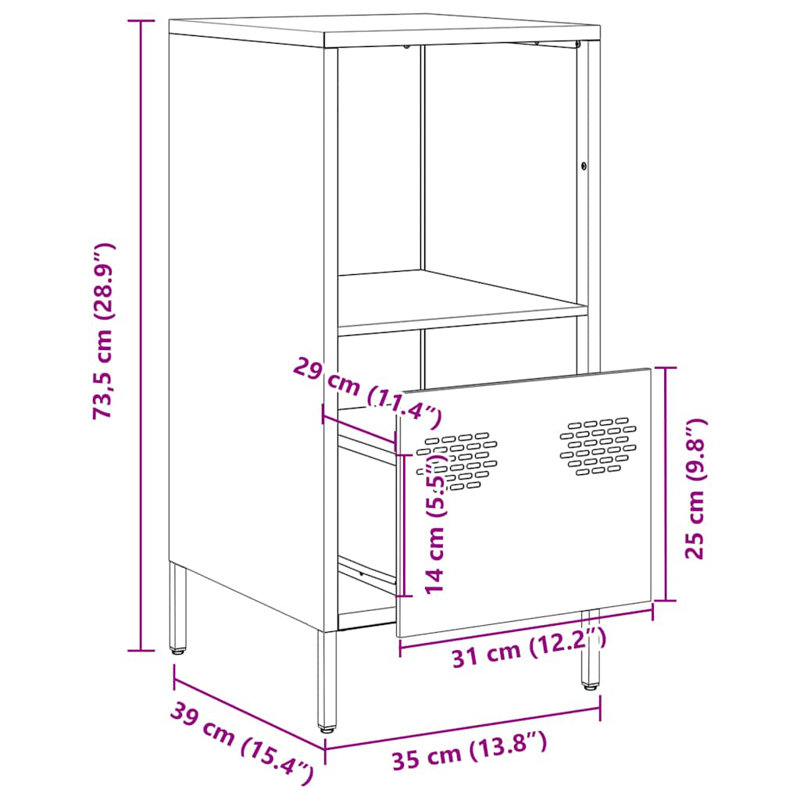 Alzamora 35cm Sideboard, Pink