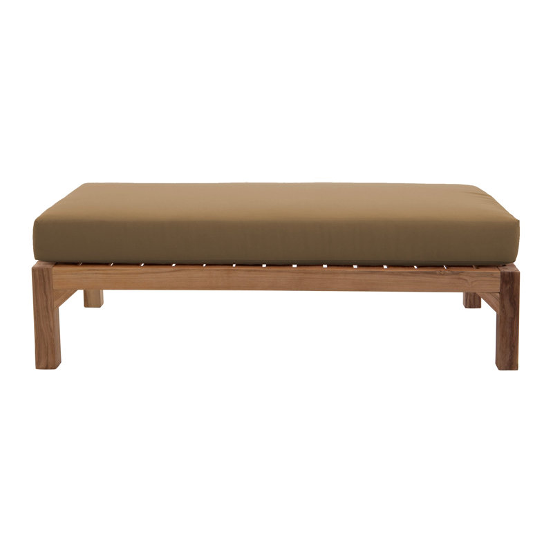 Portingale Rectangle Outdoor Teak Ottoman Patio Ottoman, Cocoa