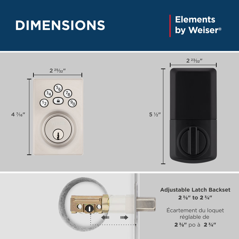Elements Contemporary Keypad Keyless Entry Door Lock Electronic Deadbolt, Satin Nickel