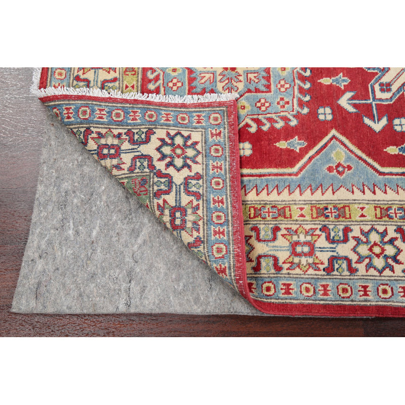 Tapis unique en laine noué à la main Kazak de 3 pi 10 po x 5 pi 8 po rouge Niva
