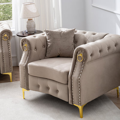 40.9" Velvet Chesterfield Chair