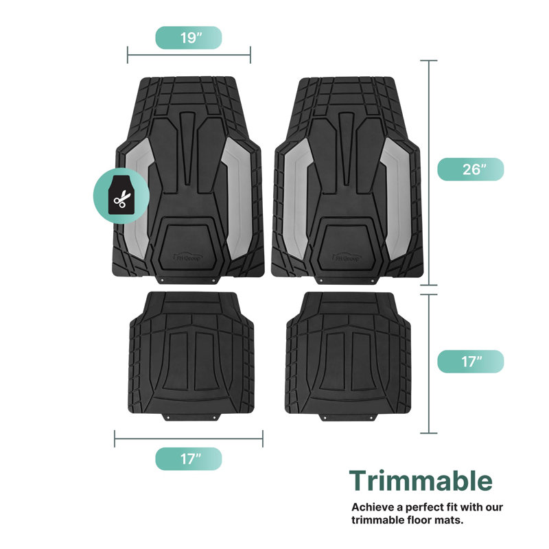 Rubber Floor Mats Full Set, Gray