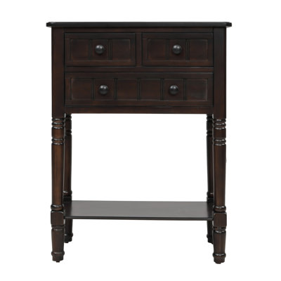 Narrow Console Table, Slim Sofa Table With Three Storage Drawers And Bottom Shelf For Living Room, Easy Assembly (Espresso)