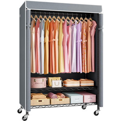 Portant à roulettes avec housse, portemanteau robuste et portatif pour suspendre les vêtements