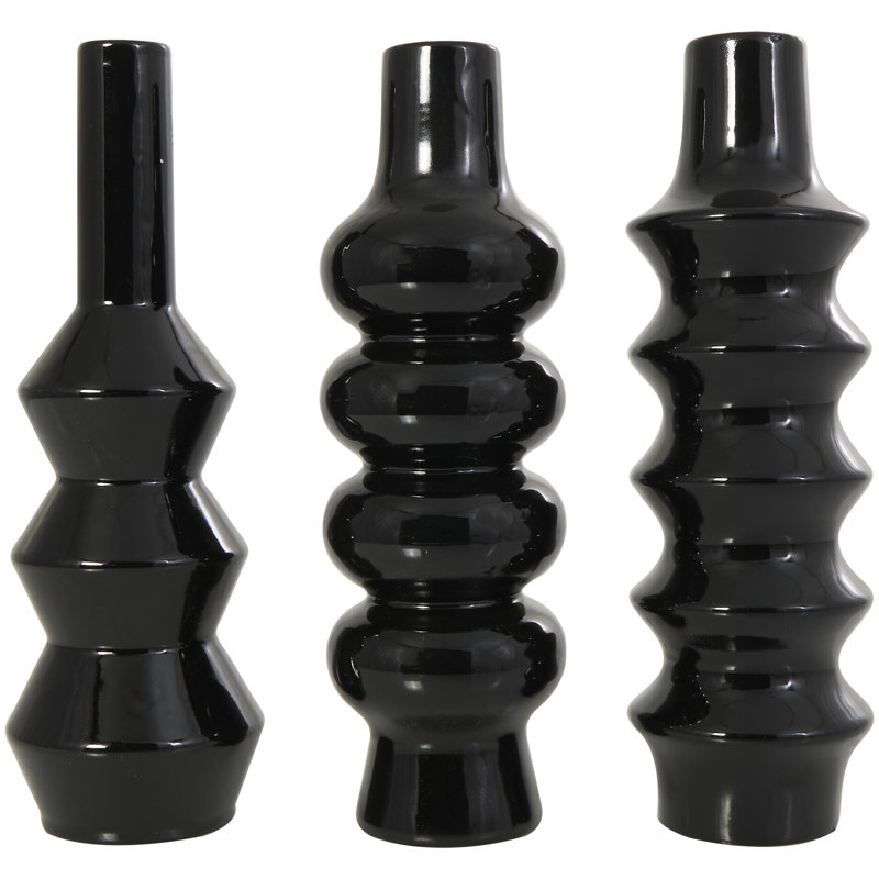 Ensemble de vases en céramique Endri, Noir, Moyenne