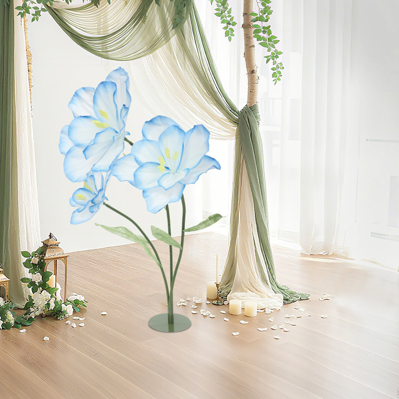 Fleurs à trois têtes de tulipes artificielles pour réception de mariage, Bleu