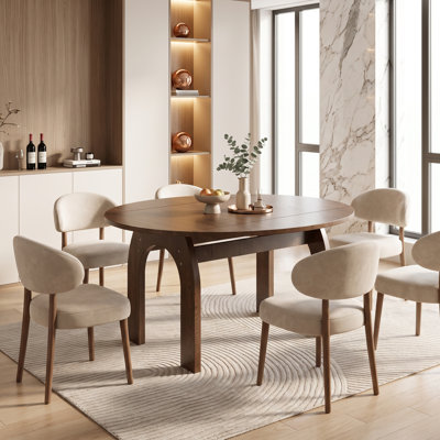 51.2" Extendable Drop Leaf Solid Wood Walnut Dining Table