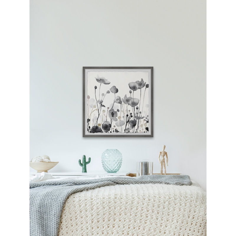 Gray Flowers - Single Picture Frame Painting, 30cm H x 30cm W x 3.81cm D