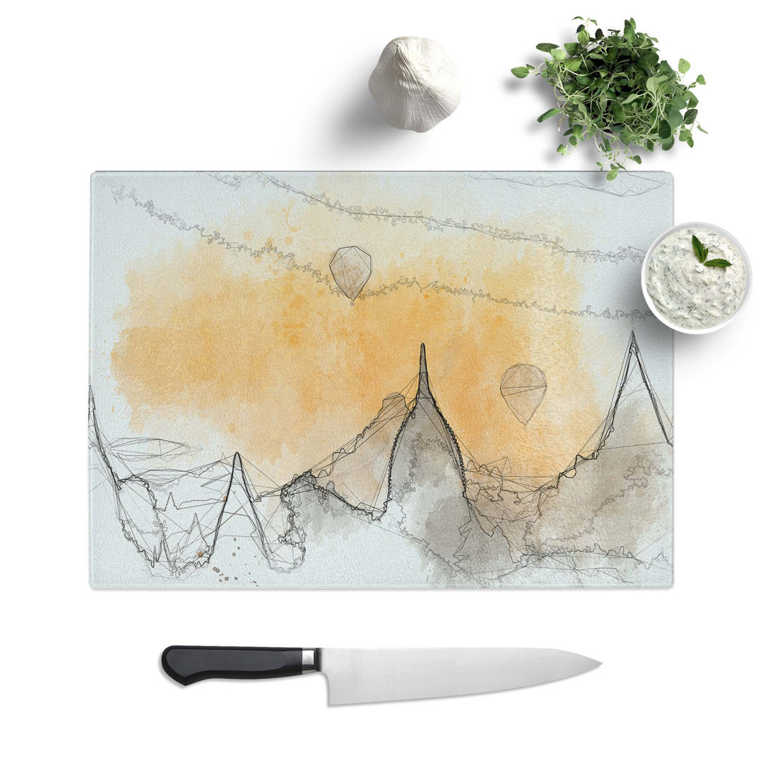 Glass Hot Air Balloons Over Old Bagan in Abstract Chopping Board