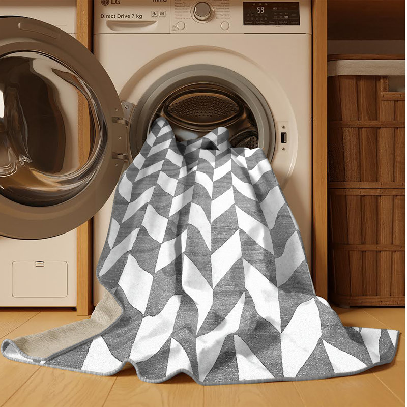 Tapis gris contemporain lavable à la machine 548, Rectangle 2 pi x 3 pi