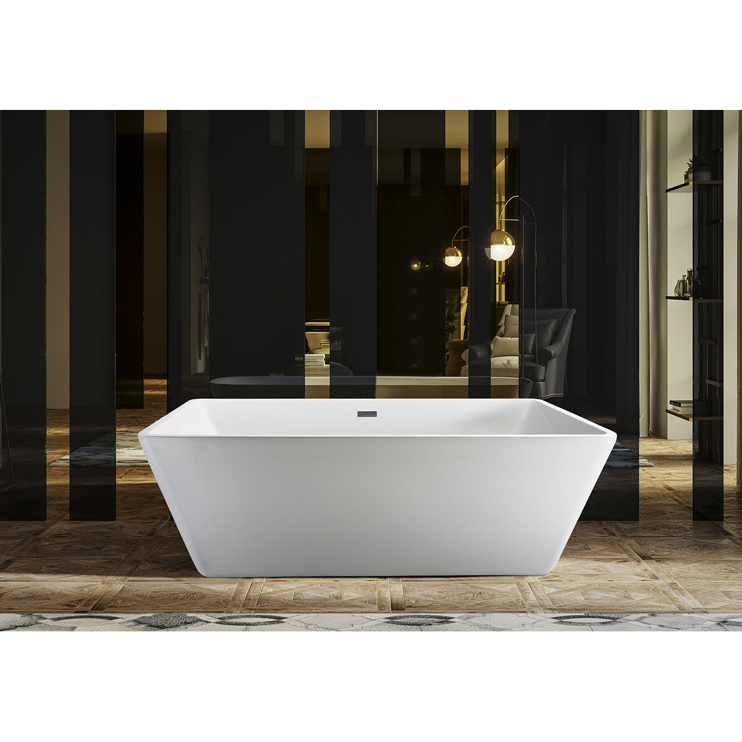 Vaughn 70.87'' x 45.25'' Freestanding Soaking Acrylic Bathtub Barclay Drain 