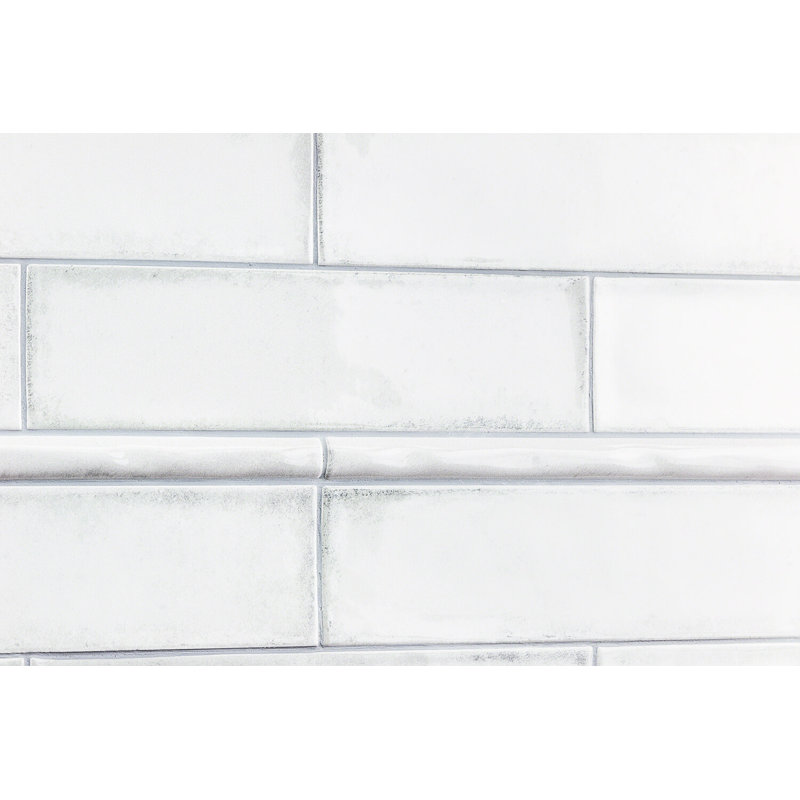 Moze White 0.75 in. x 12 in. Polished Ceramic Pencil Liner