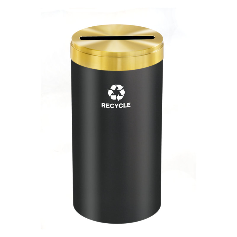 Steel Open Kitchen Trash Can, Black/Satin Brass, 23, 30" H x 15" W x 15" D