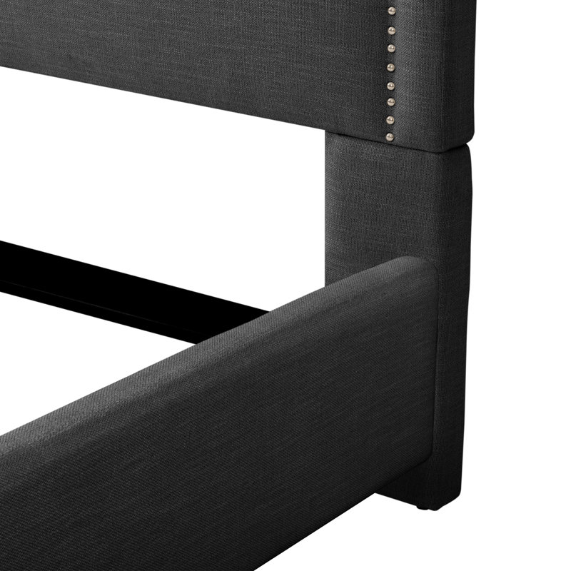 Lit tapissier standard à profil bas Mcowan, Gris foncé, Grand