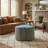 Fully Assembled Faux Leather and Textured Basketweave Square Ottoman-1944236380