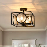 4 - Light Square Water Glass Semi Flush Mount