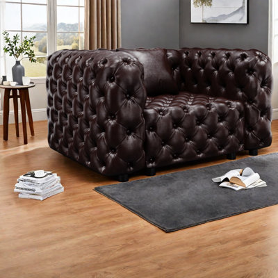 Compression Sectionals, 48 Inch Faux Leather Modern Tufted Chair for Home