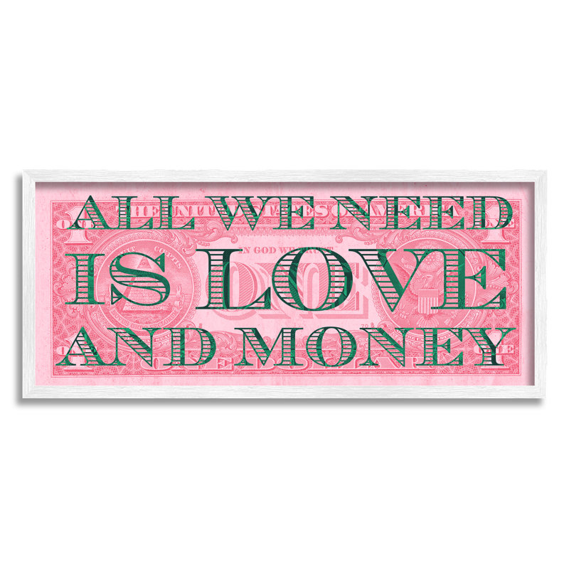 «All We Need Love and Argent Pink Dollar» par Sally Swatland - impression, H 13 po x l 30 po x P 1,5 po