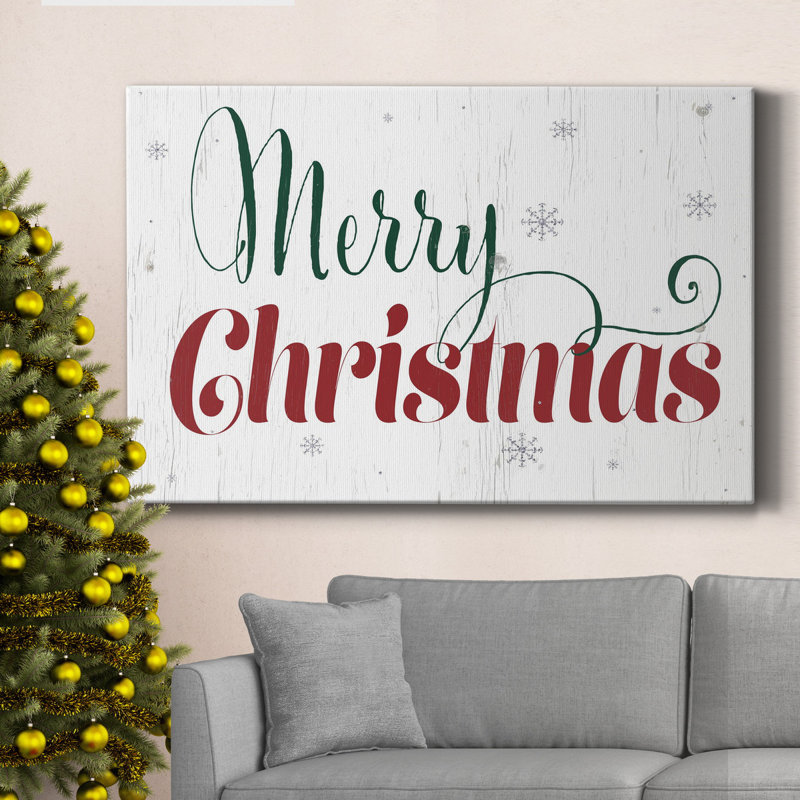«Merry Christmas», art textuel sur toile tendue, H 27 po x l 18 po x P 1,5 po