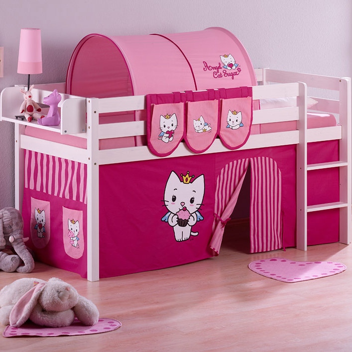 Angel Cat Sugar European Single Mid Sleeper Bed with Curtain