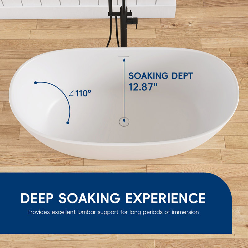 Baignoire de trempage profonde autoportante à surface solide 55 po Forma