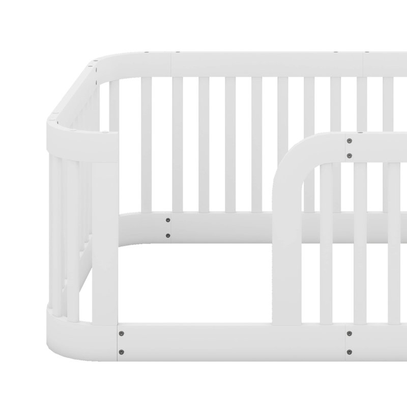 Structure de lit simple en bois avec clôture en bois, Blanc