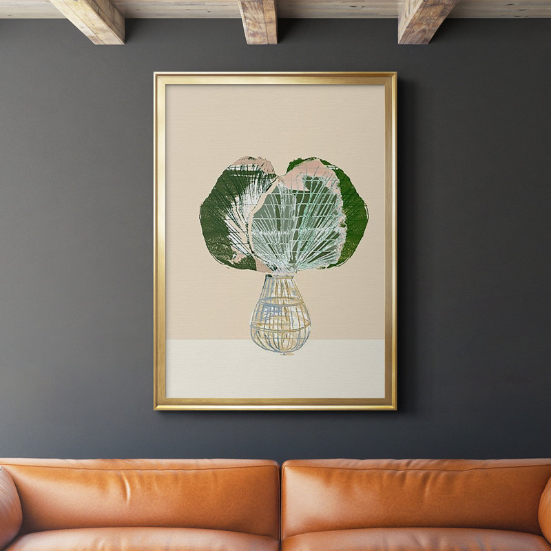 «Woven Tropical Leaf I», reproduction encadrée de qualité supérieure - prête à être accrochée, Or
