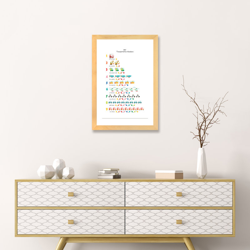Numéros de transport - impression, Papier avec cadre beige, Blanc, H 24 po x l 16 po x P 1 po