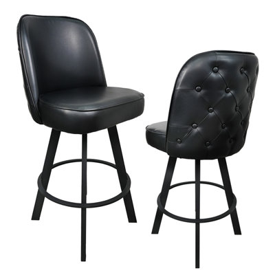 Set of 2 Commercial Grade Swivel Button-Tufted Back Bar Stools with Metal Frame Counter Height Kitchen Island Chairs, Comfortable Seating for Home Bar, Restaurant &Café Assembly Required