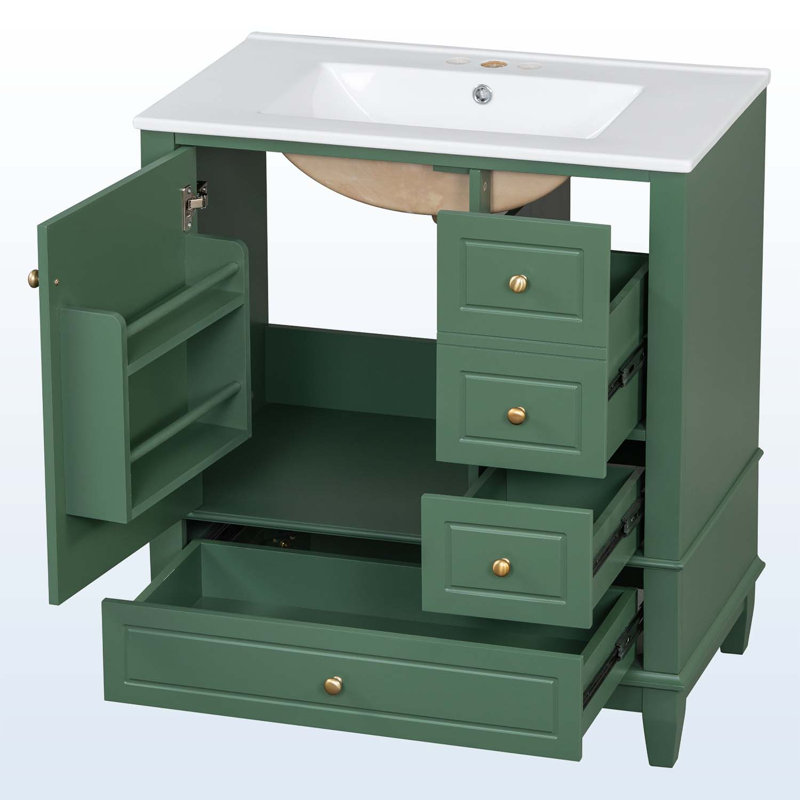 30" Bathroom Vanity with Sink, Green