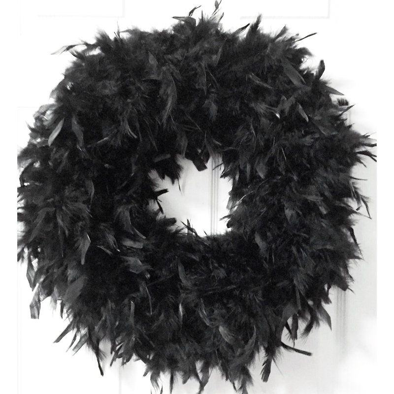 Couronne de plumes 23 po, Noir, H 23 po x l 23 po x p 2 po