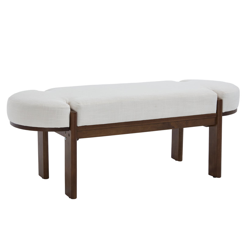 Modern Upholstered Solid Wood Bench With Stylish Irregular Upholstery For End Of Bed, Dining Room, Porch, Living Room, Beige