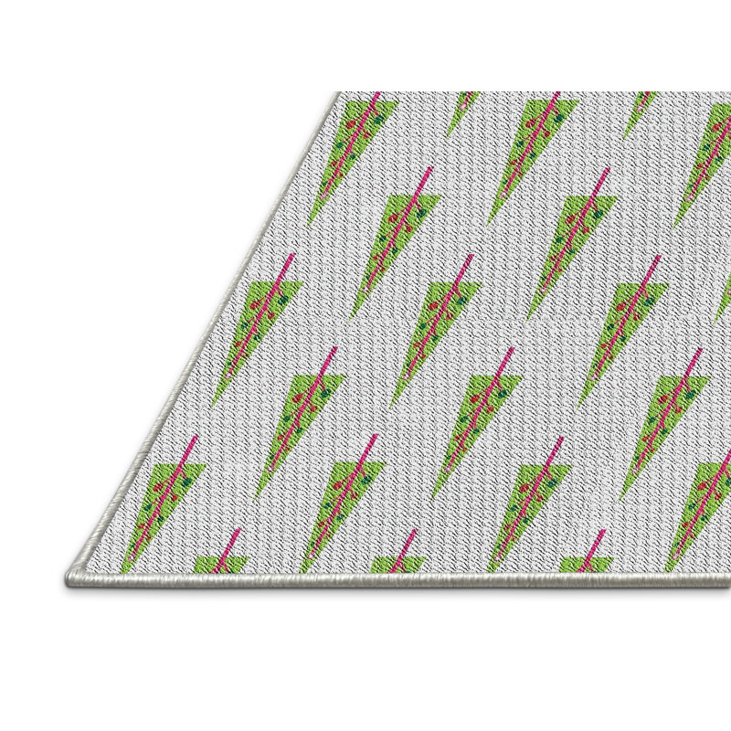 Tapis vert/gris à motifs Oralie, Rectangle 4 pi x 6 pi