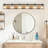 Franchelle Farmhouse Vanity Lighting, Black Wall Sconce With Clear-Seeded Glass Shades, Moisture-Resistant Iron Back Panel-1274156677
