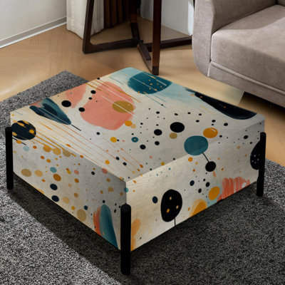 Motif artistique à pois fantaisie - Grand repose-pieds carré à pois