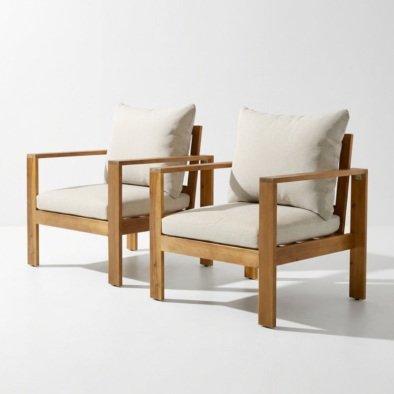 Ensemble de 2 chaises de patio d'extérieur avec coussins et siège durable résistant aux intempéries